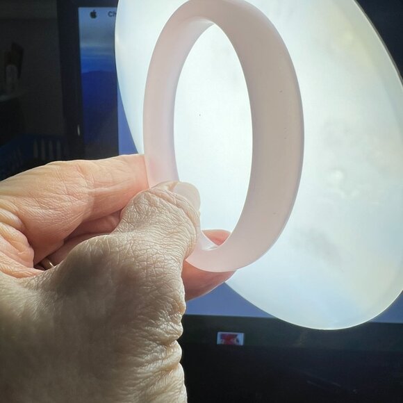 Soft Pink Translucent Rose Quartz Bangle Bracelet Even Color Smooth & Uniform - Picture 4 of 8